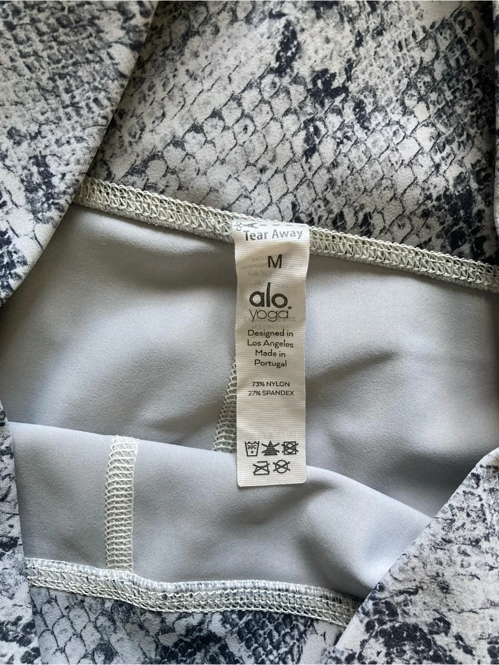 ALO Yoga High-Waist Snake Print Bike Shorts in Gray